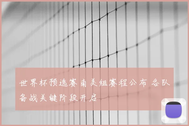 世界杯预选赛南美组赛程公布 各队备战关键阶段开启